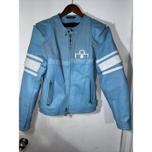 Icon Motorcycle Jacket Womens Medium Blue White, Pockets And Zippers